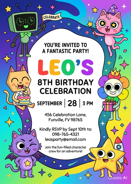 dandy's world birthday invitation