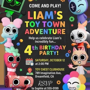 world dandy twisted toon birthday invitation