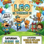 man dog man kids birthday invitation