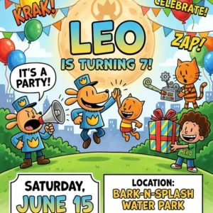 man dog man kids birthday invitation