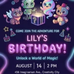 dandys world roblox birthday invitation
