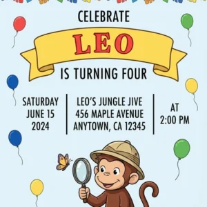 curious george birthday invitation