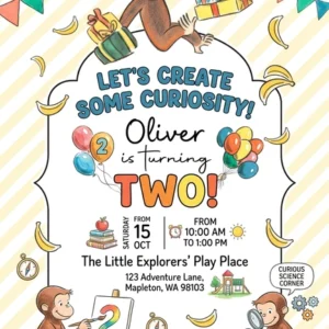curious george birthday invitation