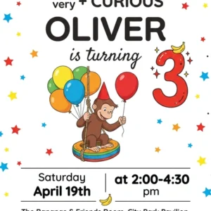 curious george birthday invitation