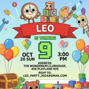 dandys world birthday invitation