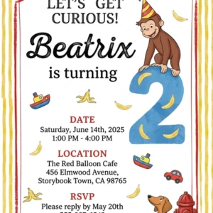 curious george birthday invitation