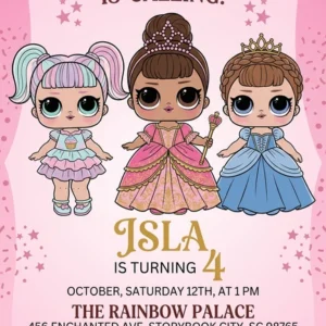 doll birthday invitation