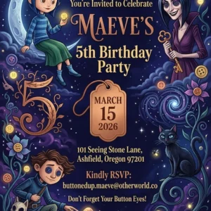 coraline birthday invitation