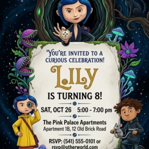 coraline birthday invitation
