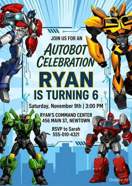 transformers birthday invitation