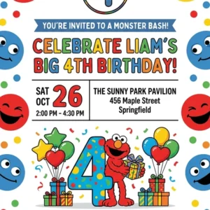 sesame street elmo birthday invitation