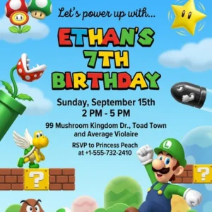 super mario birthday invitation