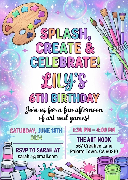 neon glow birthday invitation