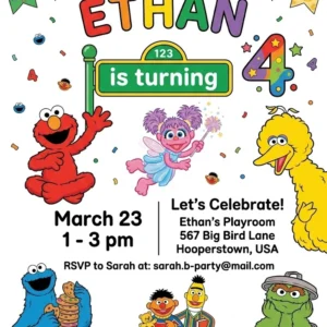 sesame street elmo birthday invitation