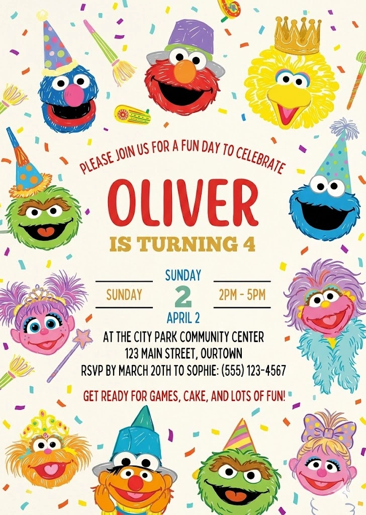 sesame street elmo birthday invitation