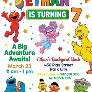 sesame street elmo birthday invitation