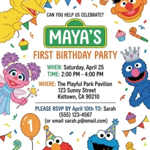 sesame street elmo birthday invitation