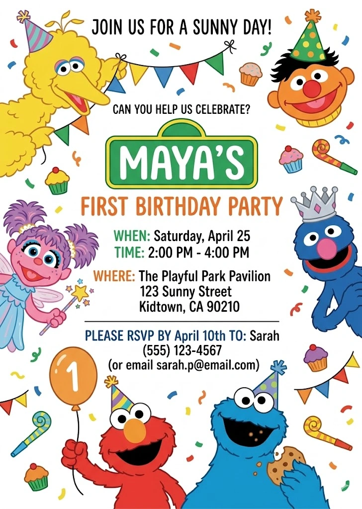 sesame street elmo birthday invitation