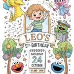 sesame street elmo birthday invitation