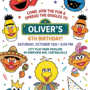 sesame street elmo birthday invitation