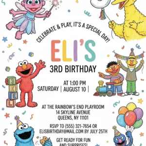 sesame street elmo birthday invitation