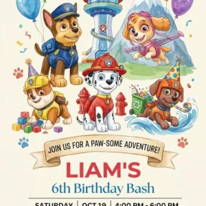 paw patrol birthday invitation