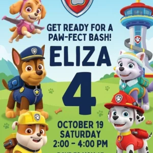 paw patrol birthday invitation