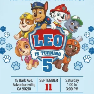 paw patrol birthday invitation