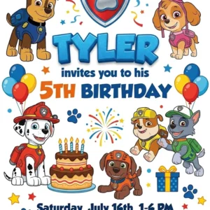 paw patrol birthday invitation