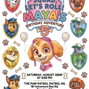 paw patrol birthday invitation
