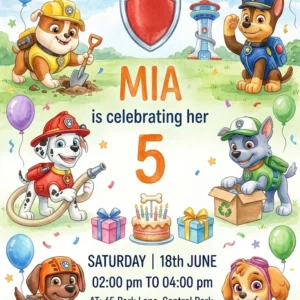 paw patrol birthday invitation