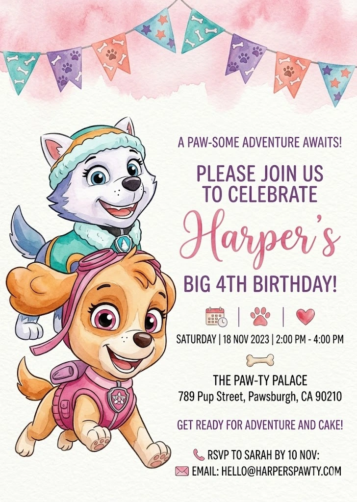 paw-ty patrol birthday invitation