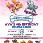 pink puppy birthday invitation