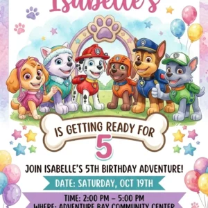paw patrol birthday invitation