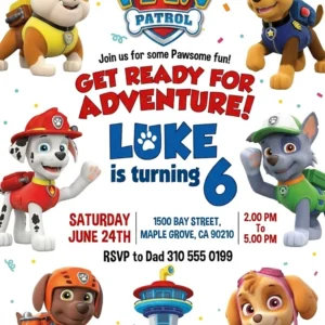 paw patrol birthday invitation