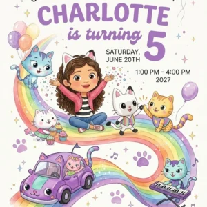 gabbys dollhouse birthday invitation