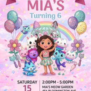gabbys dollhouse birthday invitation