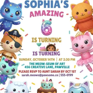 gabbys dollhouse birthday invitation