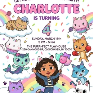 gabbys dollhouse birthday invitation