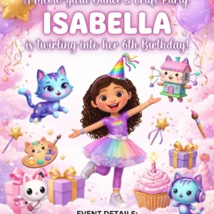 gabbys dollhouse birthday invitation