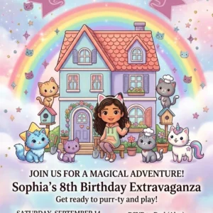 gabbys dollhouse birthday invitation