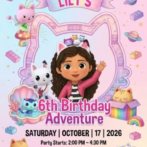 gabbys dollhouse birthday invitation