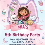 gabbys dollhouse birthday invitation