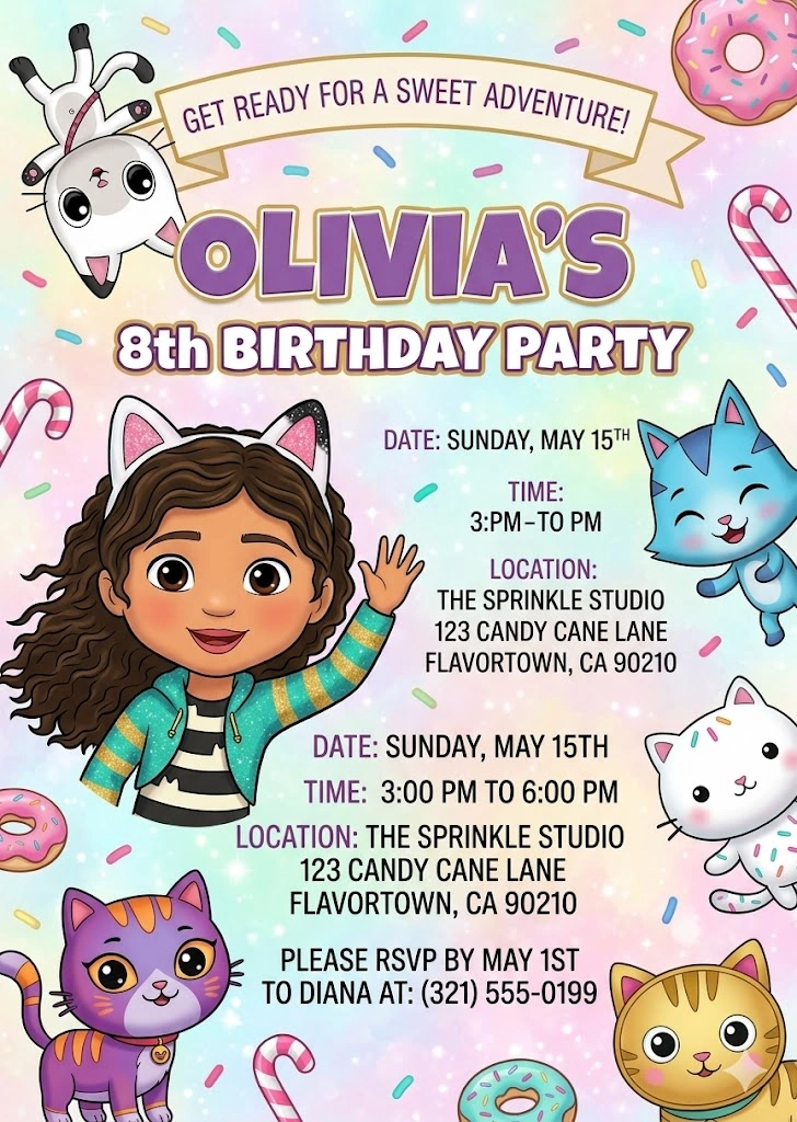 gabbys dollhouse birthday invitation
