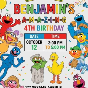 sesame street elmo birthday invitation