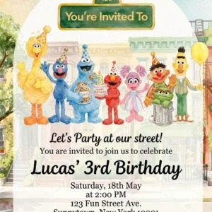 sesame street elmo birthday invitation