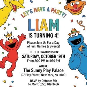 sesame street elmo birthday invitation