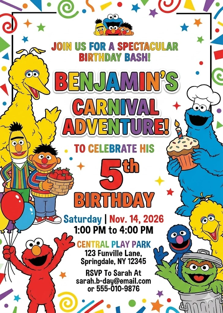 sesame street elmo birthday invitation