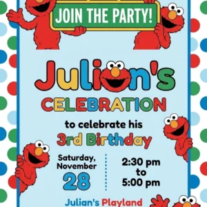sesame street elmo birthday invitation