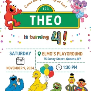 sesame street elmo birthday invitation